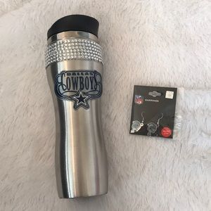 Dallas Cowboys coffee mug and earrings